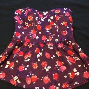 American Eagle Silky Tube Top, Size XS Floral Prin
